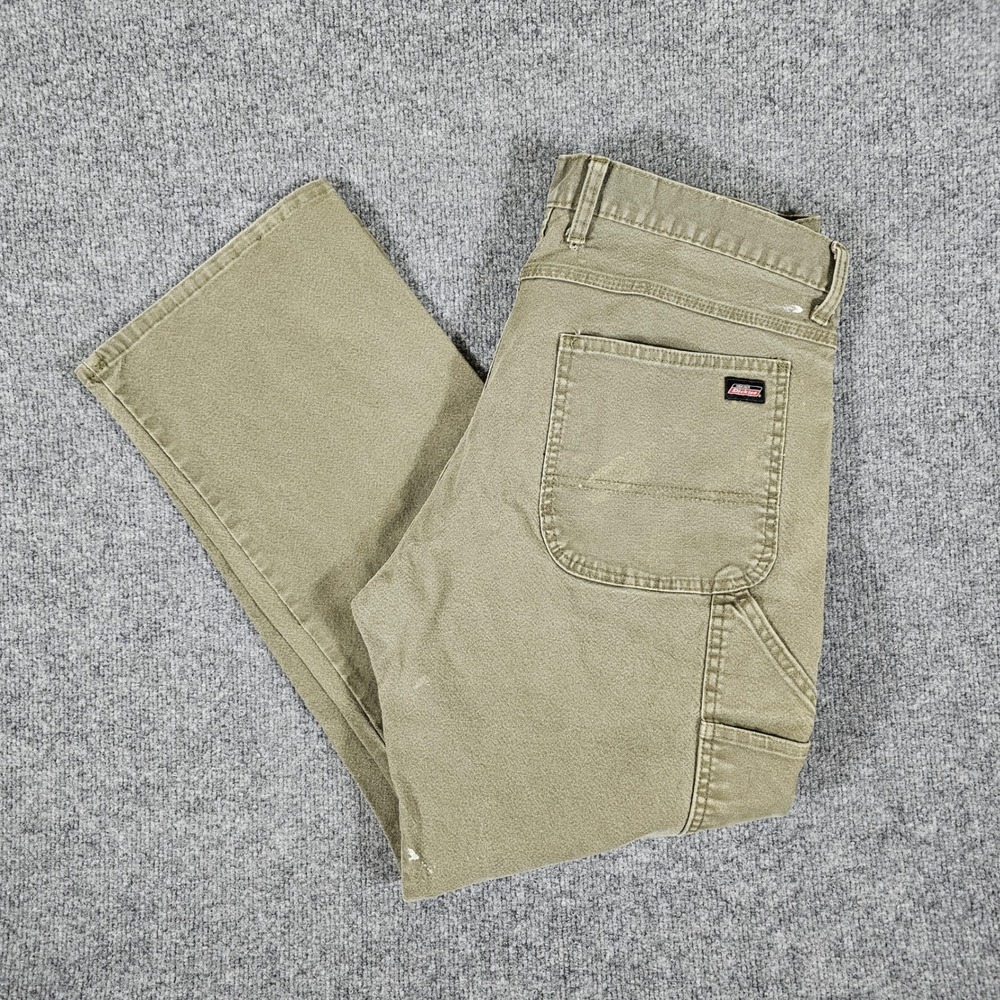 Dickies Canvas Carpenter Pants Moss Green Mens‎ Tag 36x30 Actual 34x28 Flaws